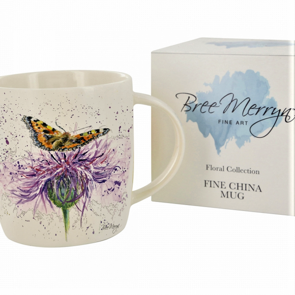 Purple Haze Butterfly Floral Fine China Mug Bree Merryn