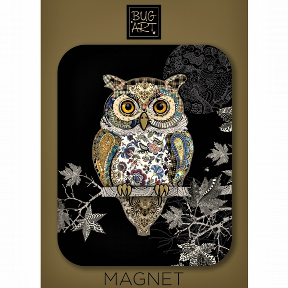 Owl Large Fridge Magnet - Bug Art