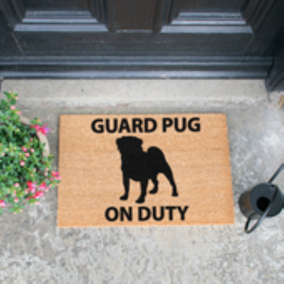 Guard Pug on Duty Artsy Door Mat 60cm x 40cm