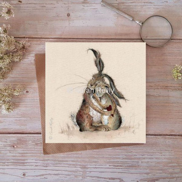 Hares my Heart Card Mothers Day Easter Hare Sarah Reilly Love Country